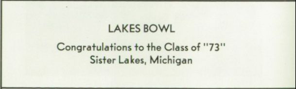 Lakes Bowl - Dowagiac Union High Yearbook Ad 1973